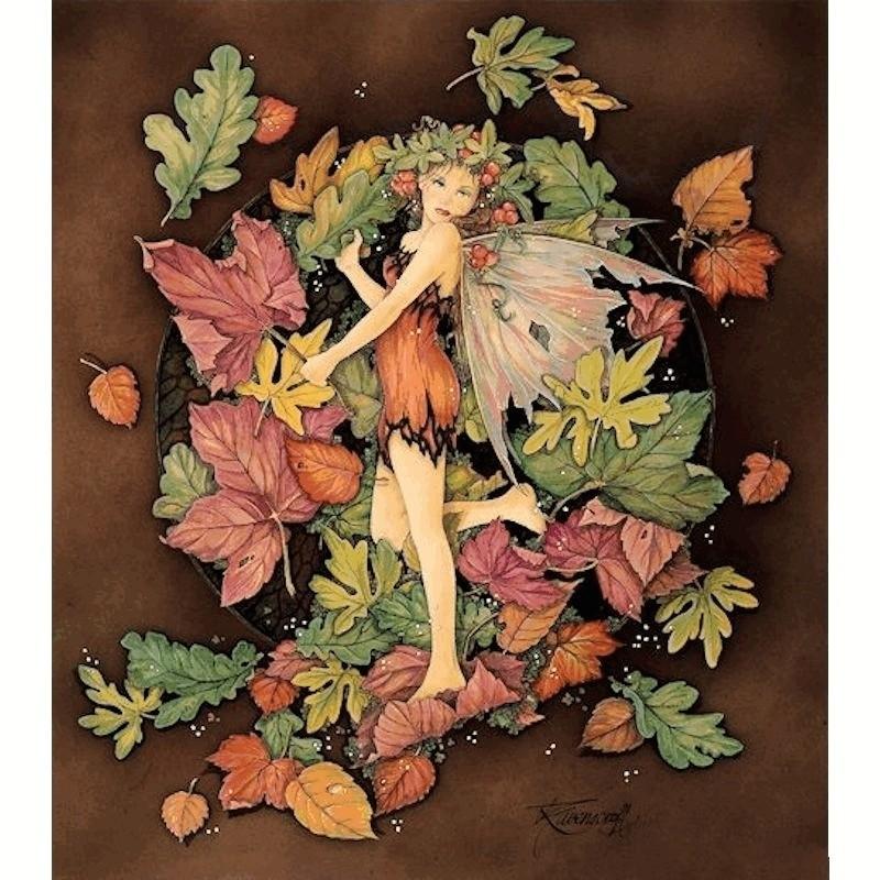 Autumn Leaves Fairy Fantasy Art by Linda Ravenscroft